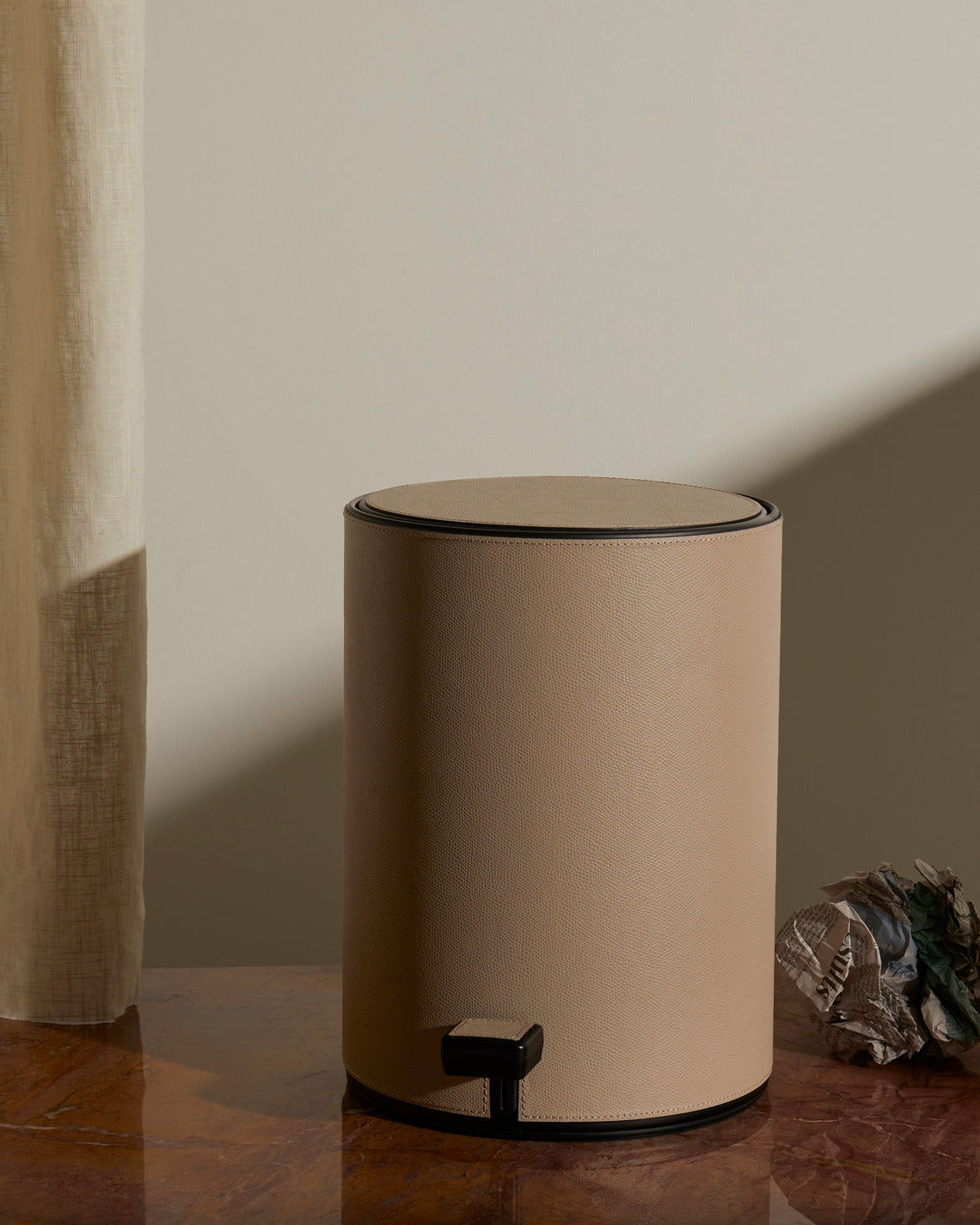 Giobagnara - Jazz Leather Pedal Bin - Beige - ABASK