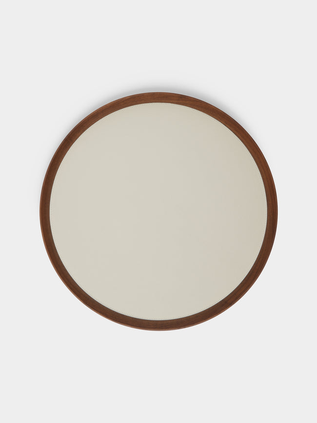 Giobagnara x Poltrona Frau - Walnut Medium Round Tray with Leather Inlay -  - ABASK - 