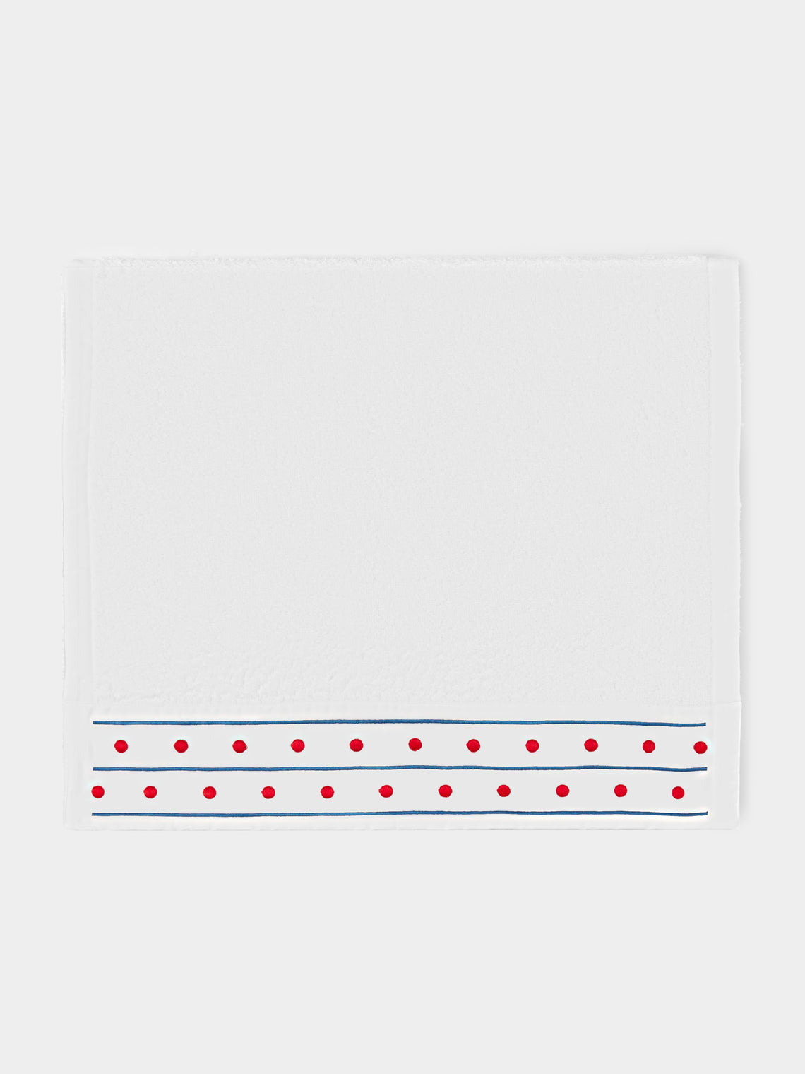 Loretta Caponi - Stripes & Dots Hand-Embroidered Cotton Hand Towel - White - ABASK