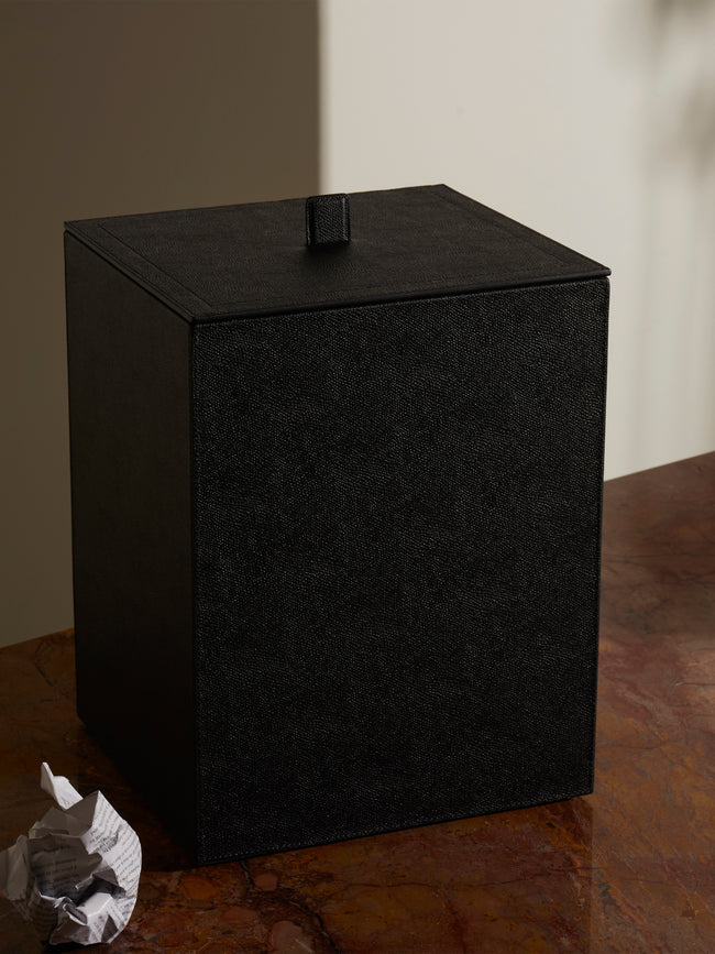 Giobagnara - Walter Leather Wastepaper Bin - Black - ABASK