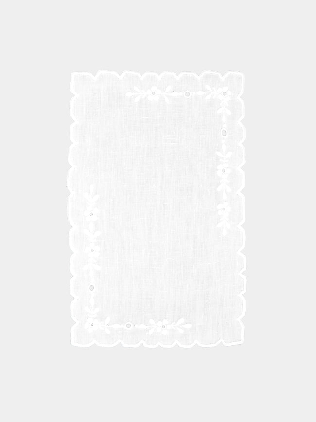 Taf Firenze - Fiorellini Hand-Embroidered Linen Cocktail Napkins (Set of 6) -  - ABASK - 
